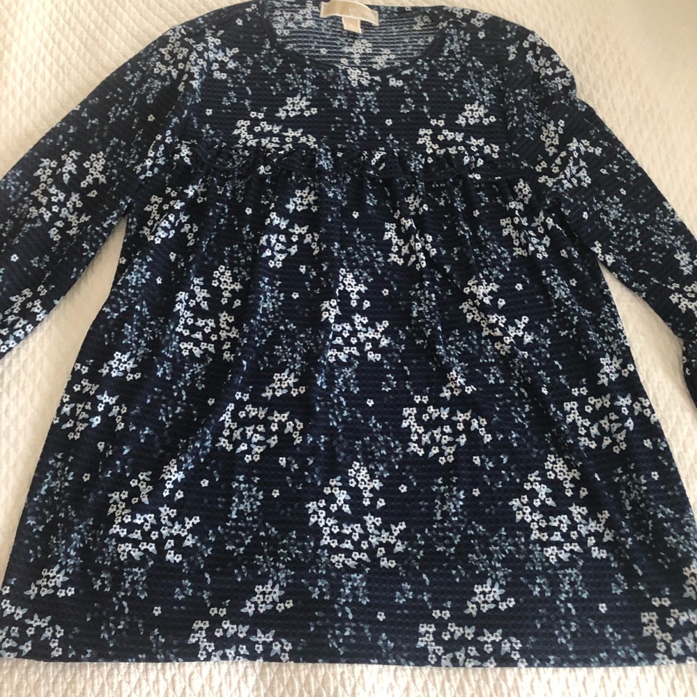 Michael Kors Navy top with flounce sleeve